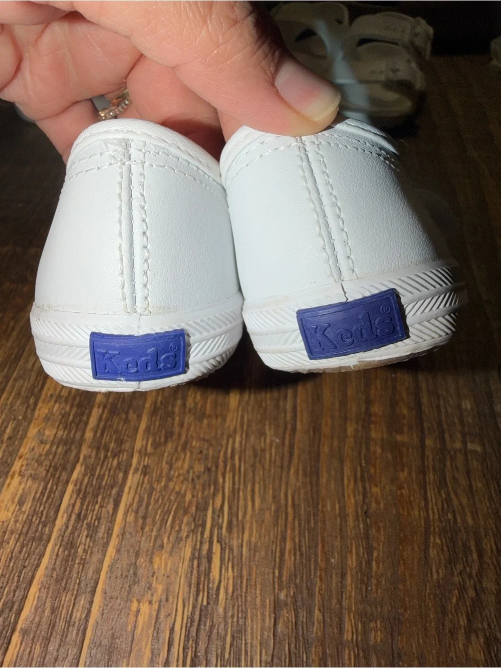 Keds Kids White Leather T-Strap Sneakers
